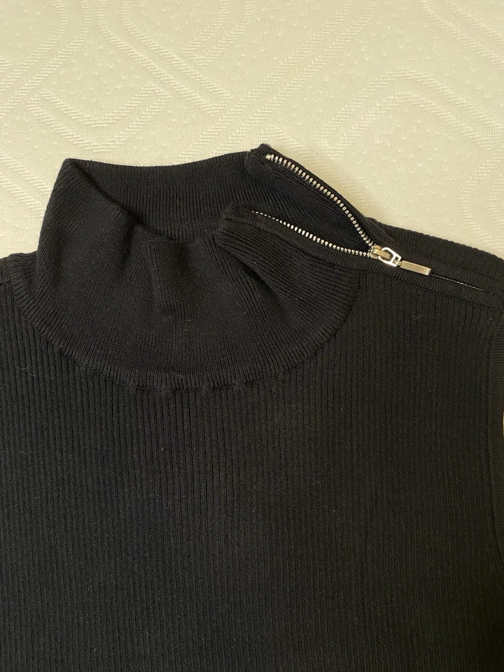Evie. Top tejido cuello alto negro para mujer sin mangas y cremallera en el cuello talla M nuevo con etiquetas Foto 4 de 4