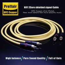 Pair HiFi Silver Plated Audio RCA Cables Extend Signal Wire Interconnect Plugs