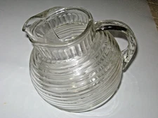 Vtg~ Anchor Hocking ~ Manhattan Tilt Glass Pitcher ~ Ribbed ~ 80 oz | 10 Cup~7"