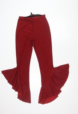 New Look Damen rot ausgestellt Rüschen Party Hose Größe 8