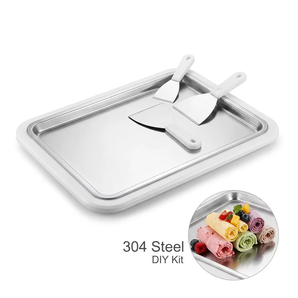 Rolled Ice Cream Pan Stainless Steel Cold Plate Frozen Treat Maker with Scrapers
Opens in a new wind
