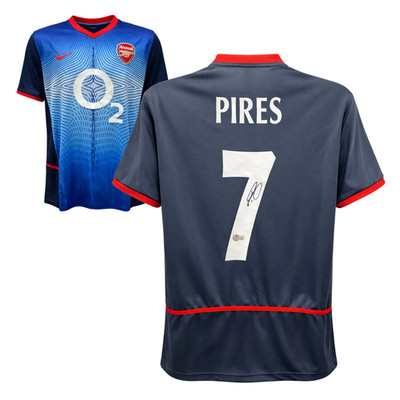 Robert Pires Signed Arsenal FC Away Soccer Jersey #7 with Beckett COA