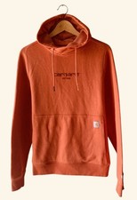 CARHARTT Hoodie Youth MEDIUM 8/10 Burnt Orange L/S Logo Graphic Sweatshirt EUC