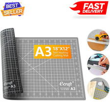 12" X 18" Self-Healing Double-Sided Cutting Mat for Craft, Sewing - Grey/Black