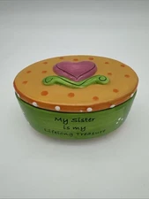 My Sister is My Lifelong Treasure Trinket Box Tumbleweed Pottery 5.5" Gift