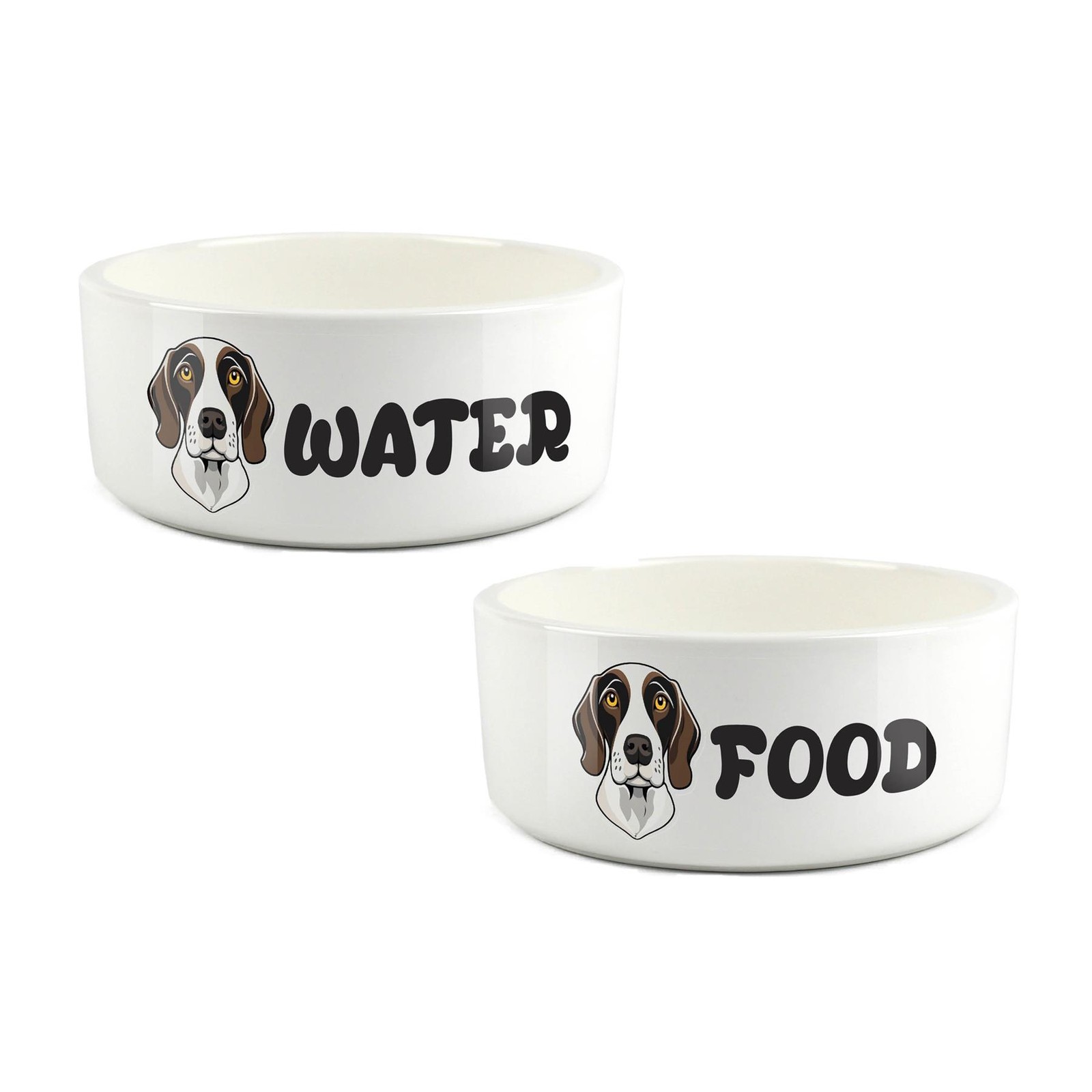 German Shorthaired Pointer Food & Water Bowl Set - Ceramic Cartoon Feed Dishes