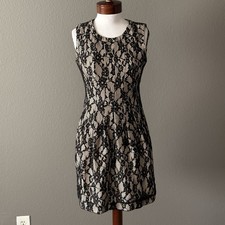 Anthropologie HD In Paris Violente Black Nude Lace Fit n Flare Dress Sz XS Fall