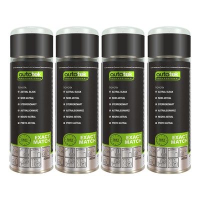Autotek schnelltrocknender hochdeckender Aerosol-Sprühlack Toyota Astralschwarz 300 ml x4
