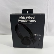Kids Wired Headphones Volume Limited 85dB Foldable 3.5mm Audio Jack Black