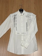 Dolce & Gabbana GOLD Logo Long Sleeve Shirt XS White Black