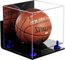 Basketball Display Case w/ Mirror,Navy Blue Risers,Wall Mount & Black Base(A001)