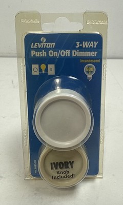 New Leviton 6683-IW 3-Way Push Dimmer White  Ivory 600 Watt Sealed Package