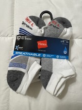 10 pairs Hanes BOYS Ankle Socks Premium Breathable X-Temp Size L 3-9