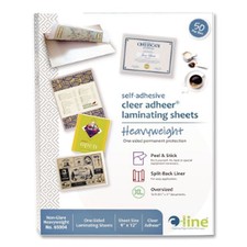 C-Line 65004 9" x 12" Cleer Adheer Self-Adhesive Laminating Film 50/BX New