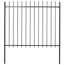Garden Fence Black 3.4m x 1.1m Powder-Coated Steel Spear Top 2 Panels - 3 Posts