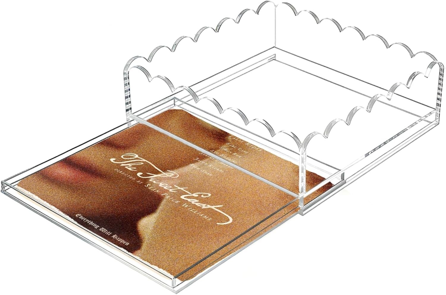 Acrylic Trays for Needlepoint 8" x 8", OUPSAUI Scalloped Acrylic Tray with Drawe