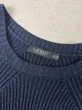 Lauren Ralph Lauren Women’s 3X Navy Linen Blend Chunky Knit Sweater