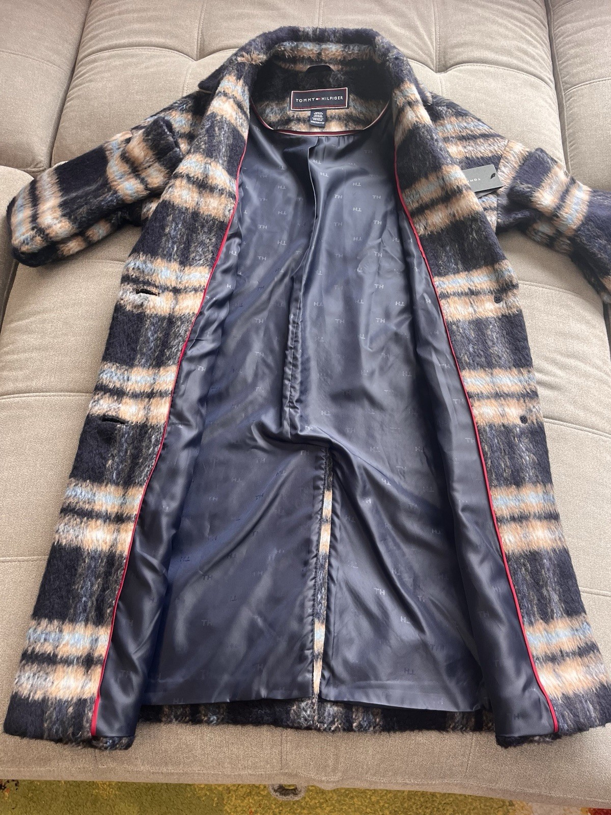 Tommy Hilfiger Women's Single-Breasted Plaid Notch-Neck Coat XXS Fits XS, Small thumbnail 6