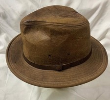 VINTAGE WILSONS 100 BROWN LEATHER FEDORA WESTERN COWBOY HAT SZ XL USA MADE