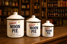 Lookout Moon Pie Metal Porcelain Enamel Canister Set Enamelware Farmhouse