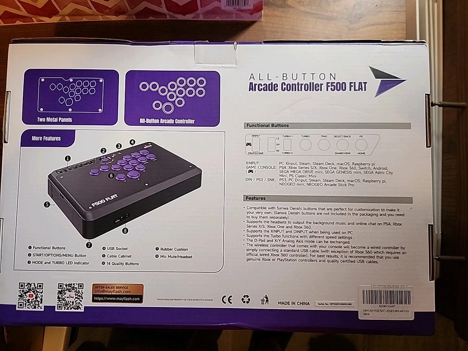 MAYFLASH F500 FLAT All Button Arcade Controller for PlayStation, PC, Xbox - Image 2 of 2