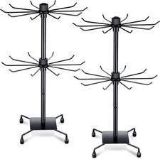 2 Pcs Rotating Display Stand Jewelry Display Rack with Hook Metal Earrings Stand