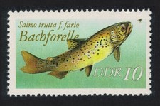 Brown trout Freshwater Fish WITHOUT IMPRINT GDR MNH SG#E2802var