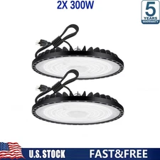 2 Pack 300W UFO Led High Bay Light Factory Commercial Warehouse Industrial Light