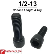 1/2-13 Socket Head Cap Screws Allen Black Oxide 12.9 (CHOOSE LENGTH & QTY)