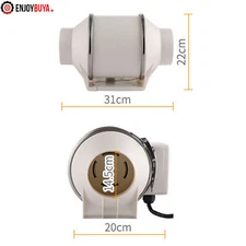 Quiet 6" Inline Duct Fan 75W 540m³/h Ventilation Exhaust Blower Fans for Ducting