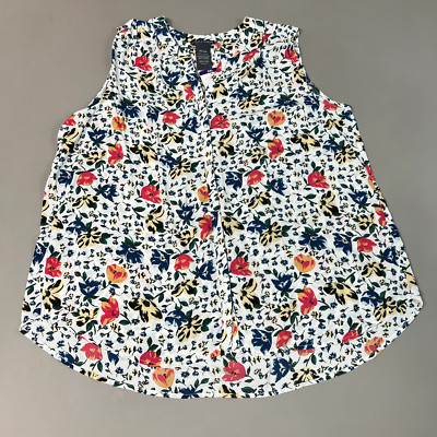 CHELSEA & THEODORE Sleeveless Blouse Women's Size XXL Bash Floral White 2165072