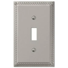 Electrical Switchplate or Outlet Cover Georgian Satin Nickel Rope Single Double 