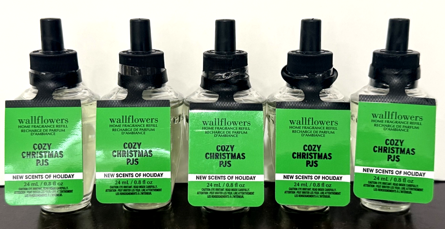 Bath & Body Works Lot of 5 COZY CHRISTMAS PJ'S Wallflower Fragrance Refill Bulbs-image