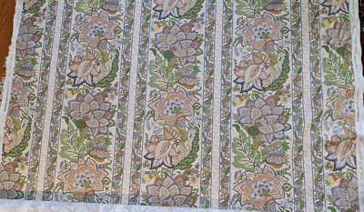 Vtg Ramm Fabric ''Peshwar'' Floral Stripe 57'' Wide, By the Yard, England
