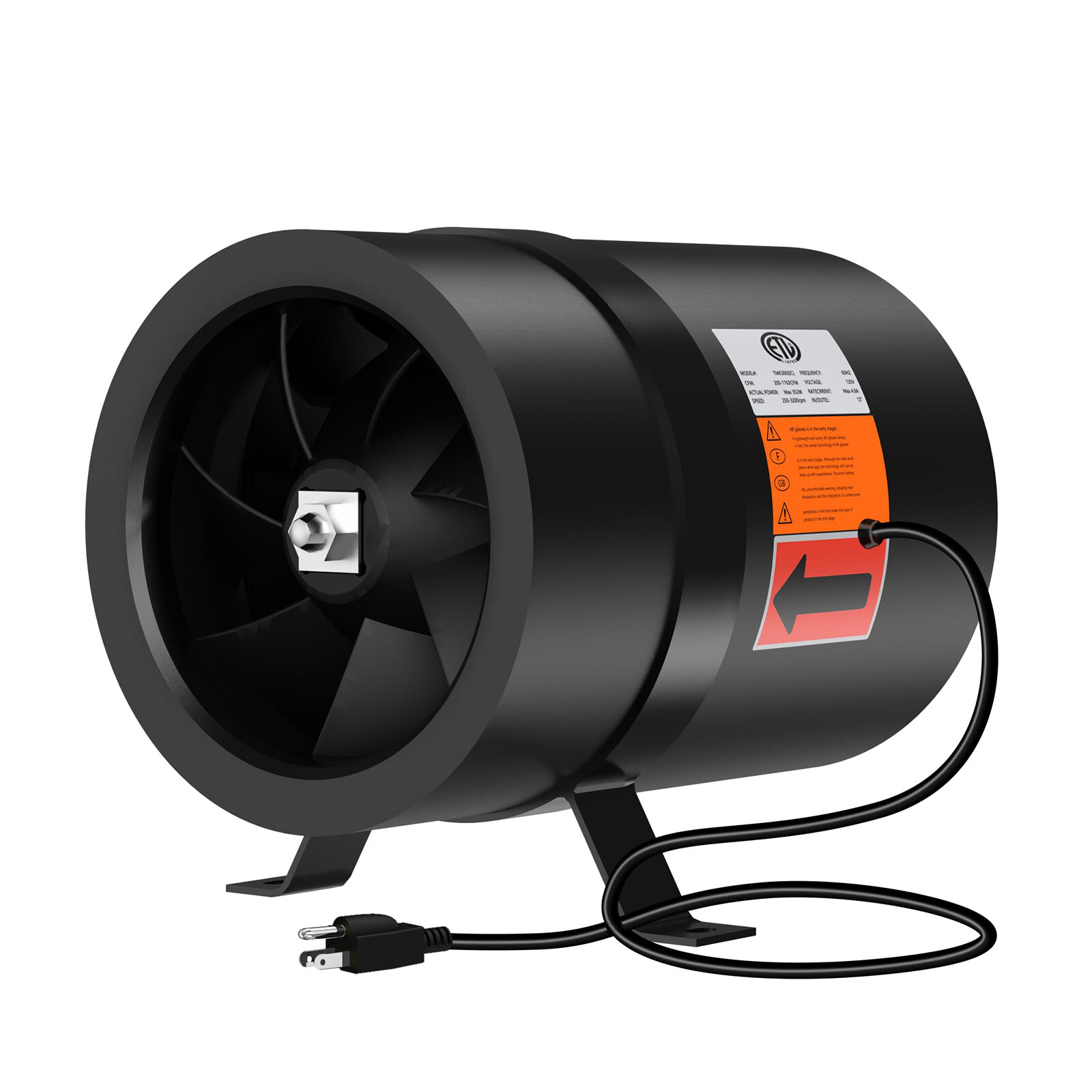 8/10/12/14/16 In Exhaust Fan Inline Duct Fan AC for Grow Tent Kitchen Greenhouse