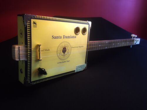 Cigar Box Guitar Santa Damiana 3 String Fretted Acoustic/Electric LISTEN BELOW - Picture 1 of 7
