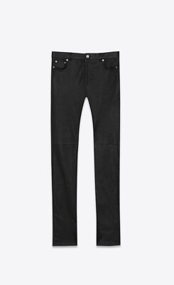 SAINT LAURENT 3290$ Black Leather Jeans - Low Waist, Skinny Fit, 5