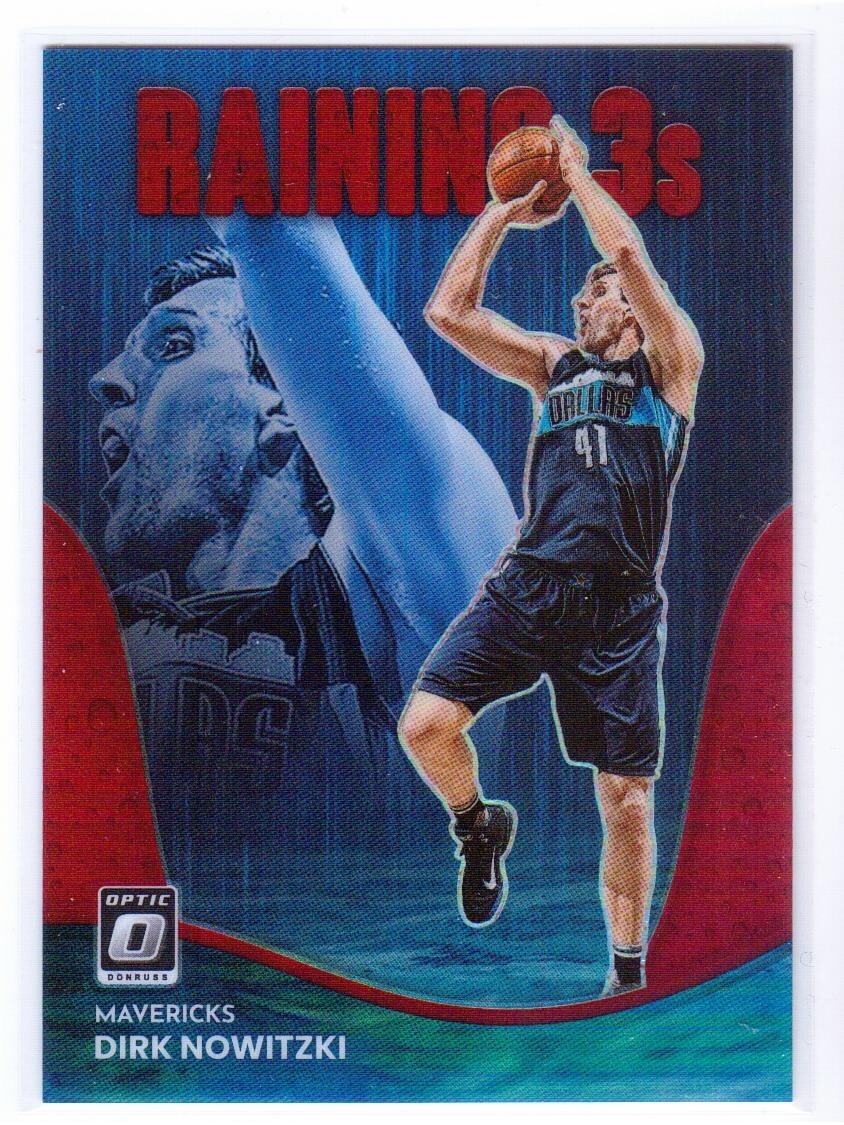 Dirk Nowitzki 2022-23 Panini Donruss Optic Raining 3’s Red Prizm #/99 Mavericks