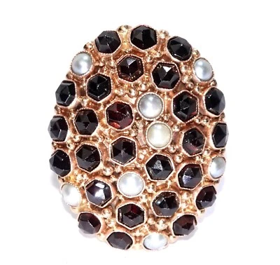 Ring Gold Granat 2,60ct. Perlen Roségold 585/14K Gr. 56/17,8mm änderbar 10gr. - Bild 1 von 4