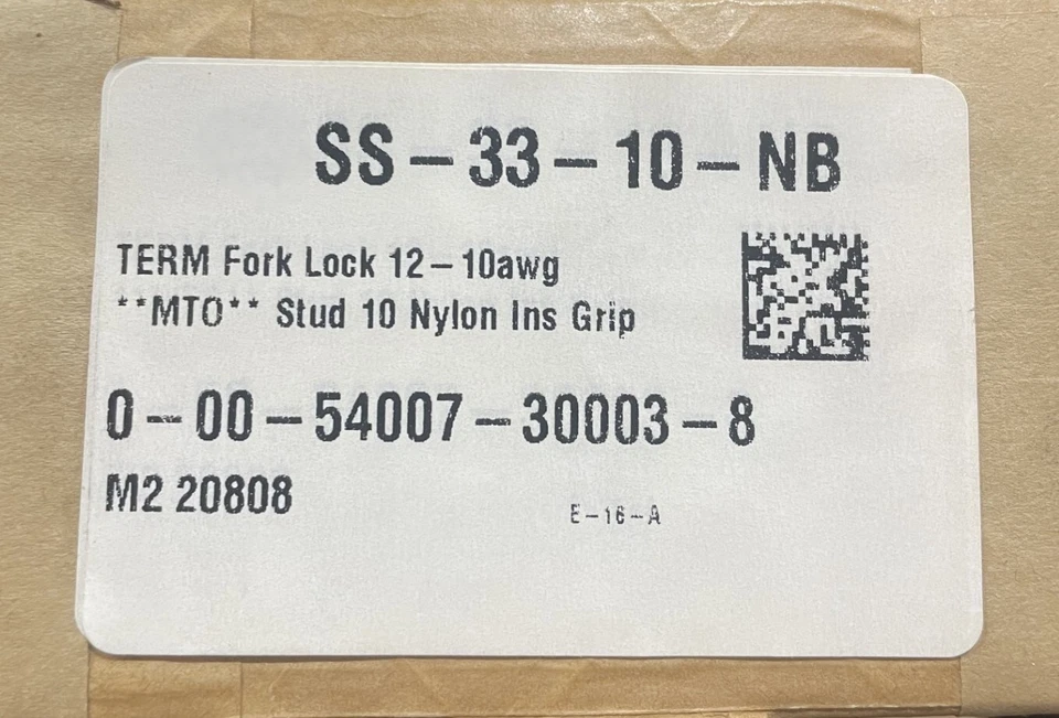 3M SS-33-10-NB Locking Fork Terminal, Nylon Insul., 12-10 AWG, #10 Stud, PK/100 - Image 4 of 4