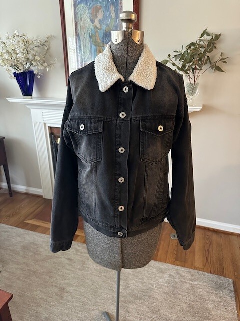 Collar Levi Black Denim Sherpa Jacket Levi Black Denim Jacket