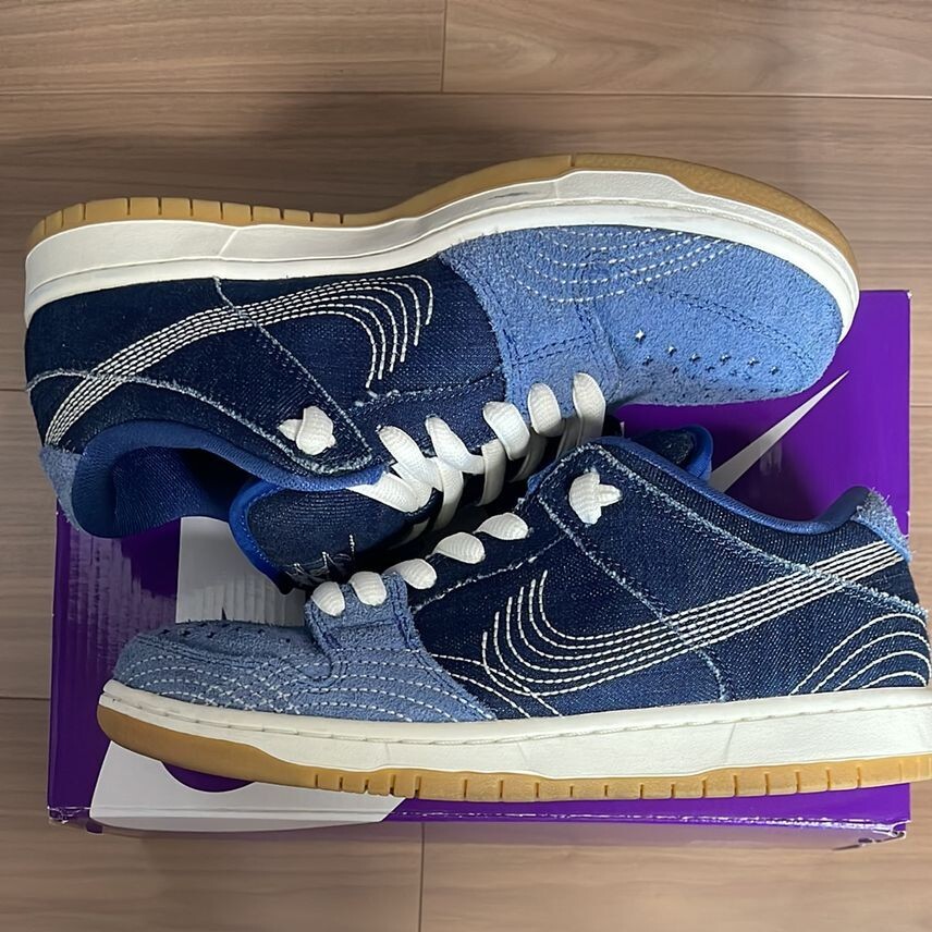 CV0316-400 Nike SB Dunk Low Sashiko Denim Gum Mystic Navy Mens US9