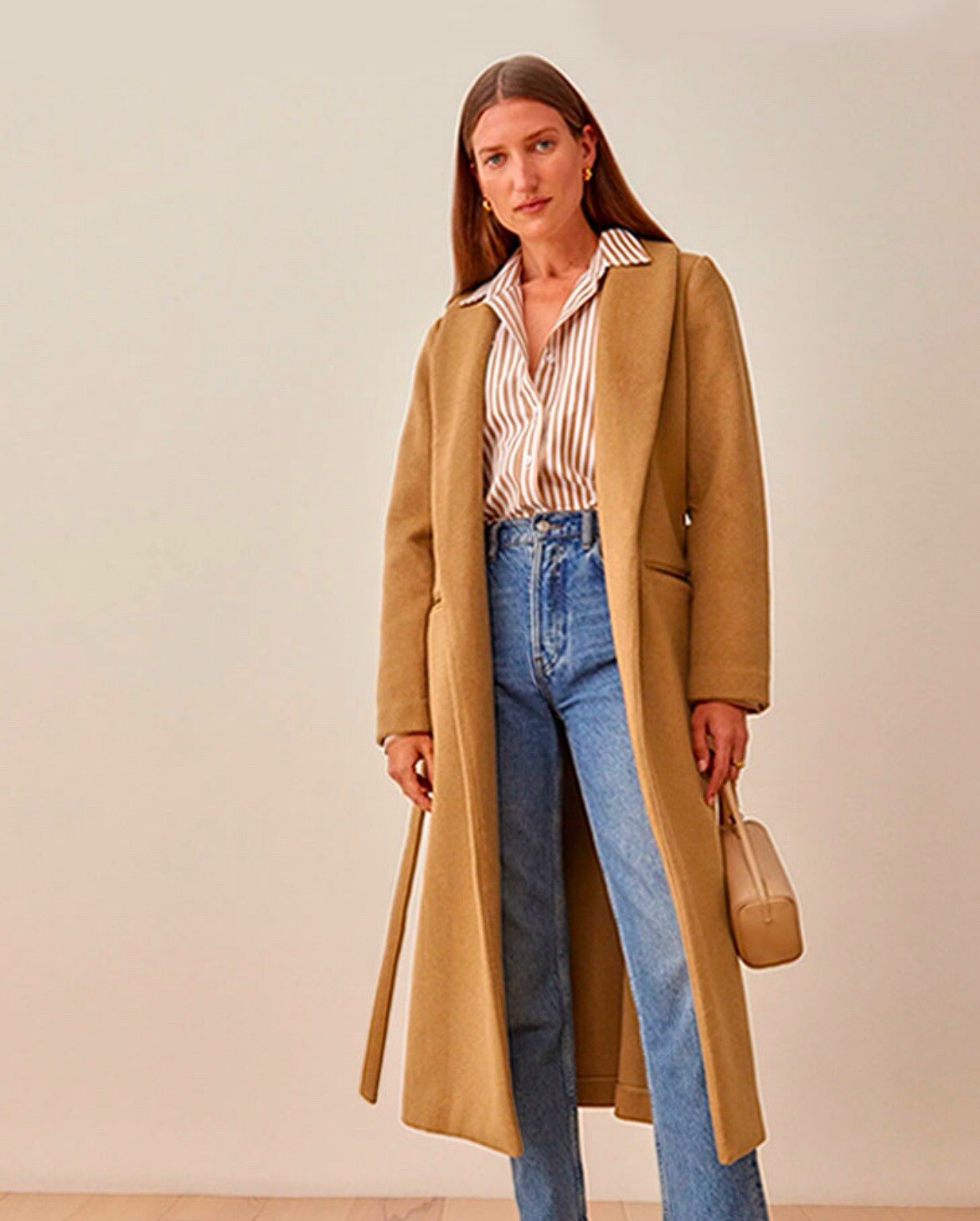 The Downing Coat by Reformation, Camel, Wool