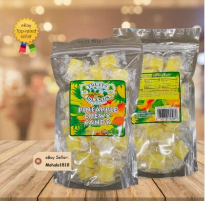  TWO (2) HAWAII FRUITS OF THE ISLANDS Brand Pineapple Chewy Candy 7oz