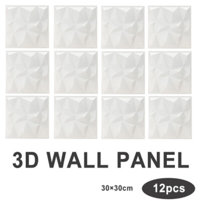 12PCS 3D 30 x 30 cm Wall Panel Self-adhesive Brick PVC Wall Sticker Panels