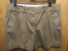 WOMENS ANN TAYLOR LOFT 100 COTTON OLIVE GREEN SHORTS SIZE 6 WAIST FLAT 17"
