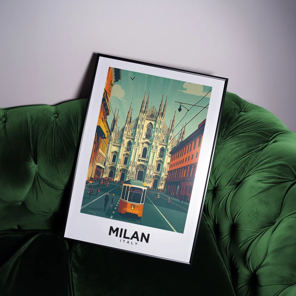 Milan Italy Vintage Style Travel Poster - Home Decor, Wall Art - Image 2 of 4