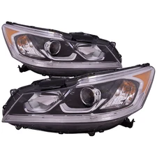 Headlights Set Halogen w/LED DRL Pair For 16-17 Honda Accord Sedan EX EXL Sport