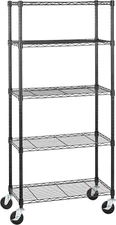 5-Shelf Adjustable, Heavy Duty Storage Shelving Unit on 4'' Wheel Casters, Metal