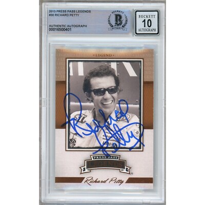 Richard Petty Signed 2013 Press Pass Legends #30 BGS Auto 10 Slabbed NASCAR King